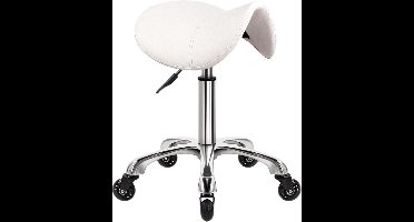 DailySupplies® Zadelkruk op Wielen - Kapperskruk Ergonomisch - Tabouret - Wit