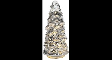 Beeld Kerstboom glas LED zilver 20cm