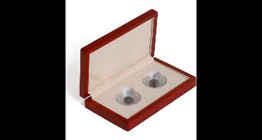 Munten box, Siena - voor Magic capsules L, Ø 54 mm. ( 2 st.) Mahoniekleur - afm: 210 x 90 x 30 mm.