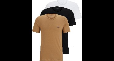 HUGO BOSS Classic T-shirts regular fit (3-pack) - heren T-shirts O-hals - midden beige - zwart en wit