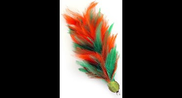 Verenpluim 30 cm buigbaar met speld en clip oranje-groen