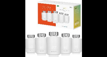 Hombli Smart Radiator Thermostat Expansion Pack (5-PACK) – Slimme radiatorknop – Thermostaatkraan – Bluetooth – Bediening via App - Open raam detectie – Verbruiksoverzicht – Spraakbesturing met Google, Alexa en Siri