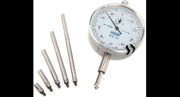 HBM Analoge Meetklok 0.01 mm Slag 10 mm Inclusief 5 Verlengstiften