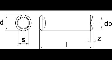 Stelschroef inbus zwart staal M6x6mm - 200 stuks