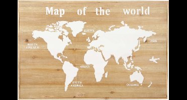 Schilderij Wereldkaart - Hout - wereld - 29x89x3,5 - woonkamer slaapkamer