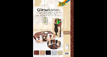 Folia Glitterkarton Classic (koper zilver zwart champagnekleur en brons)