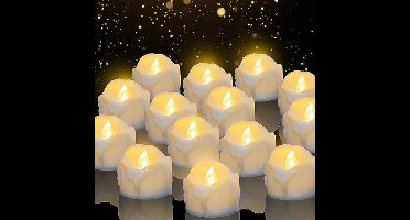 Led-kaarsen, set van 14 flikkerende led-theelichtjes, ideaal voor Halloween, Kerstmis, herfst en winter, bruiloft, diameter 3,6 cm x hoogte 3,2 cm