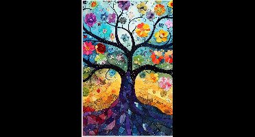 Poster 20x30 cm - Boom - Kleurrijk - Bloemen - Kunst - Abstract - Posters - Kamer decoratie - Wanddecoratie woonkamer - Muurdecoratie slaapkamer