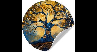 WallCircle® - Behangcirkel 30x30 cm - Muurstickers Boom - Levensboom - Blauw - Goud - Muurcirkel woonkamer - Wandcirkel slaapkamer - Kamer decoratie zelfklevend - Muurdecoratie accessoires