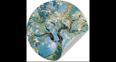 WallCircle® - Behangcirkel 30x30 cm - Muurstickers Amandelbloesem boom - Blauw - Abstract - Muurcirkel woonkamer - Wandcirkel slaapkamer - Kamer decoratie zelfklevend - Muurdecoratie accessoires