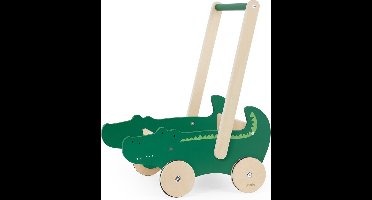 Trixie Houten Loopwagen - Mr. Crocodile - Babywalker - Kinder speelgoed - Loopkar vanaf 1,5 jaar - Voor Jongens en Meisjes - FSC