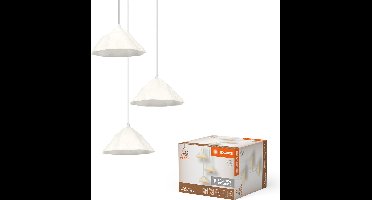 LEDVANCE hanglamp 3-lamps Decor Lotus Leaf wit van metaal en papier-maché, E14, 1562mm lengte , kap van gerecycled materiaal, duurzaam dankzij vervangbare lichtbron, eenvoudig te installeren