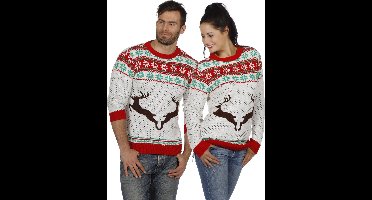 Kersttrui Wit Rendieren - Maat L
