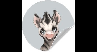 WallCircle® - Behangcirkel 30x30 cm - Muurstickers Zebra - Jungle - Grijs - Muurcirkel - Kinderkamer accessoires - Decoratie babykamer - Wandcirkel zelfklevend