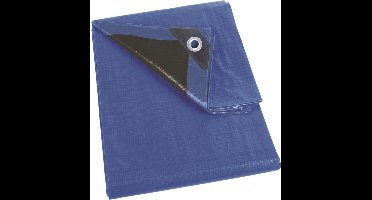 Perel Dekzeil, ultrasterk, 32 ringen, versterkte hoeken, rechthoekig, blauw/zwart, 180 g/m², 6 x 10 m