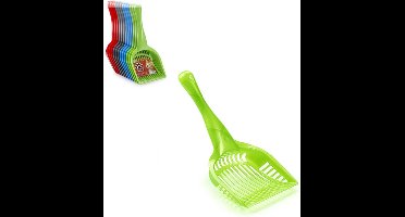 Plasticforte hondenpoep schepje - 2x stuks - mix-colors - 28 cm - kattenbak poep schepje