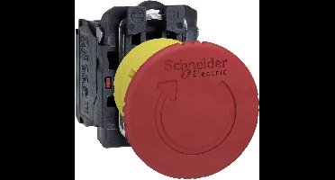 Schneider Electric XB5AS8442 Noodstopknop Metalen frontring, Met NOT-AUS schakelaar, Rond, Terugstelbaar, Vergrendelbaa