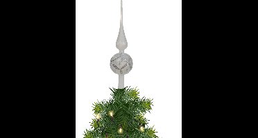 Decoris kerstboom piek gedecoreerd - wit - ijslak- glas - 31 cm - kerstboompiek
