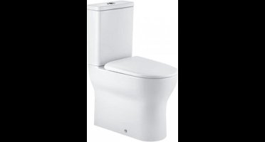 QeramiQ Winner toiletset - 36.6x64.6x87.7cm - staand - verhoogd +6cm - spoelrandloos - met duoblok reservoir - softclose zitting - keramiek - glans wit
