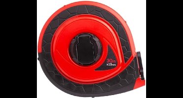 Rolbandmaat 30m - Robuuste rolbandmaat - Inklapbare zwengel - Rolmeter - Glasvezel - Snel intrekken van het meetlint - Rubberen, anti-slip inzetstukken - ABS kunststof behuizing