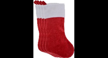 Christmas Decorations Decoratie kerstsokken - 4x - rood - H43 cm - polyester - traditioneel