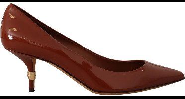 Bruine Kitten Heels Pumps Lakleer Schoenen