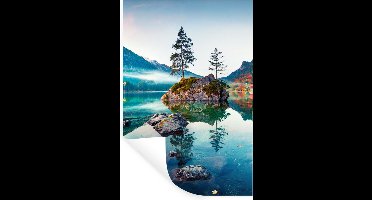 Muurstickers - Sticker Folie - Bergen - Meer - Bomen - Natuur - Water - 20x30 cm - Plakfolie - Muurstickers Kinderkamer - Zelfklevend Behang - Zelfklevend behangpapier - Stickerfolie