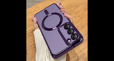 Hoesje Geschikt Voor Samsung Galaxy S23 Plus hoesje Magnetisch Met Lens beschermer Transparant / Paars – Magneet hoesje