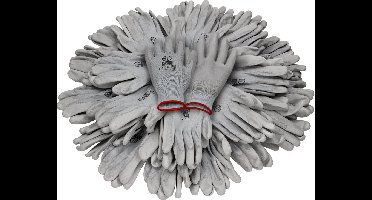 Werkhandschoenen 24 Paar met PU-coating Grijs Maat S