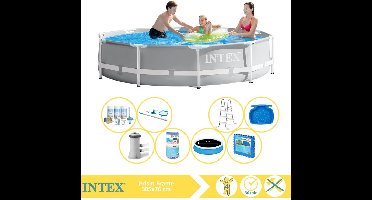 Intex Prism Frame Zwembad - Opzetzwembad - 305x76 cm - Inclusief Solarzeil Pro, Onderhoudspakket, Filter, Onderhoudsset, Trap, Voetenbad en Zwembadtegels