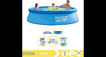 Intex Easy Set Zwembad - Opblaaszwembad - 305x76 cm - Inclusief Afdekzeil, Onderhoudspakket, Zwembadpomp, Filter en Grondzeil