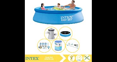Intex Easy Set Zwembad - Opblaaszwembad - 305x76 cm - Inclusief Solarzeil Pro, Onderhoudspakket, Filter en Stofzuiger