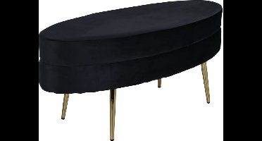 Venture-Home-Hocker-Otto-100x40x41-cm-fluweel-zwart-en-messingkleurig