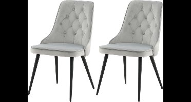 Venture-Home-Eetkamerstoelen-2-st-Velvet-Deluxe-lichtgrijs-en-zwart