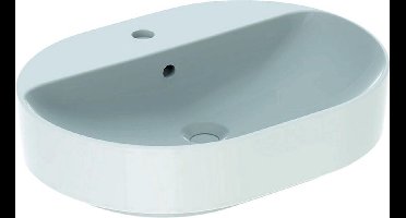 Geberit VariForm opzetwastafel ellips 1 kraangat 60 cm overloop, wit