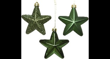 Decoris Ster Plastic Glans-Mat-Glitter Dennengroen 2x7.5x7.5cm