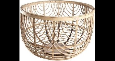 Louise Mand Rond Hout Grijs 42x42x28cm