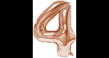 Folieballon Cijfer 4 Rose Gold - 92 cm