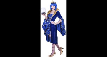 Funny Fashion - Tovenaar & Tovenares & Waarzegster Kostuum - Wonderlijke Waarzegster Wioleta - Vrouw - blauw,goud - Maat 40-42 - Carnavalskleding - Verkleedkleding