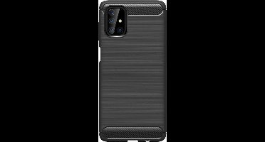 Shop4 - Geschikt voor Samsung Galaxy M51 Hoesje - Zachte Back Case Brushed Carbon Zwart