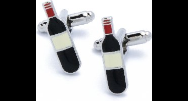 Manchetknopen - Wijnflessen Zilver Zwart en Rood