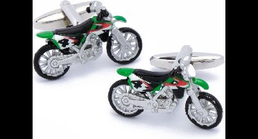 Manchetknopen - Dirtbike Crossmotor Groen en Zwart