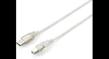 USB-kabel 1 meter USB 2.0 USB A USB B Zilver, Transparant