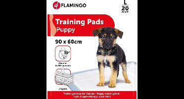 Flamingo puppy pads Trainingsmat Pady Wit – Zindelijkheidsmat voor puppy’s en honden – 5-laags – Absorberend & sneldrogend – Maat L – 90x60 cm – 20 stuks