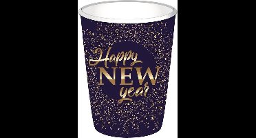 Haza Original Feestbekers Happy New Year 250 Ml Blauw 8 Stuks