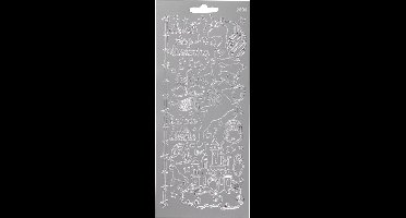 Stickers Zilver - Unicorn Stickervel - Magische Zelfklevende Stickers - DIY Scrapbooking & Feestelijke Decoratie - 10x23 cm