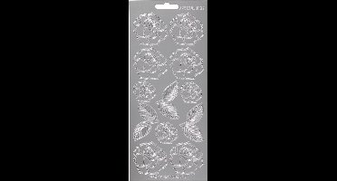 Stickers Zilver - Rozen Stickervel - Bloemen Thema Stickervellen - DIY Knutselen & Decoratieve Plakstickers - 10x23 cm