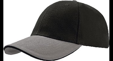 Atlantis Liberty Sandwich Heavy Brush Cotton 6 Panel Cap (Pack of 2) (Zwart/Ecru)