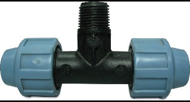 Unidelta T-stuk 90° PP 32 mm x 1" x 32 mm knel x binnendraad x knel 16bar zwart/blauw DVGW/KIWA/WRAS