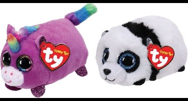 Ty - Knuffel - Teeny Ty's - Rosette Unicorn & Bamboo Panda
